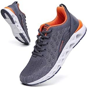 Grey Sneakers for Men Tennis Shoes Size 9.5 Runner Gym Workout Trail Sport Runni